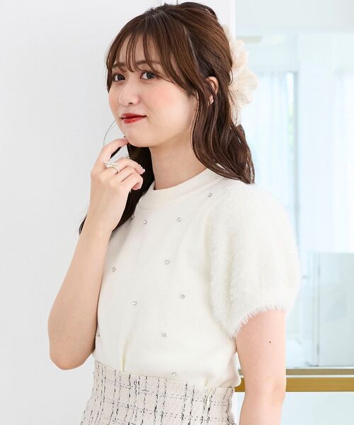 MAJESTIC LEGON（マジェスティックレゴン）の「キラキラ袖シャギーニット（ニット/セーター・レディース・ピンク/ブラック/アイボリー・MEDIUM）」の8枚目の写真