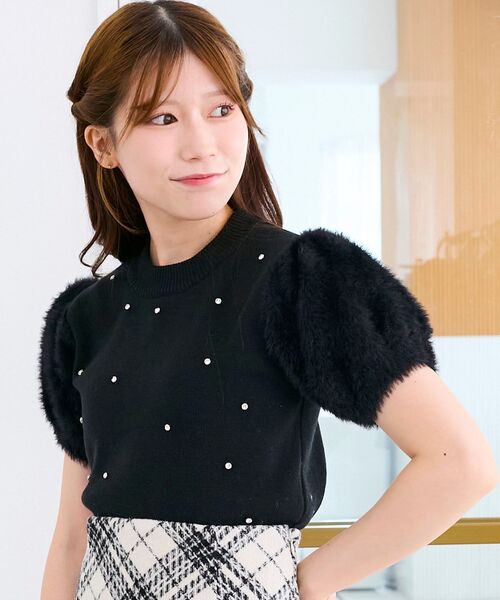 MAJESTIC LEGON（マジェスティックレゴン）の「キラキラ袖シャギーニット（ニット/セーター・レディース・ピンク/ブラック/アイボリー・MEDIUM）」の21枚目の写真