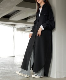 激かわ♡ブラック シャツワンピース 長袖 シャツワンピース 長袖 綿 レディース ロングワンピース 綿混