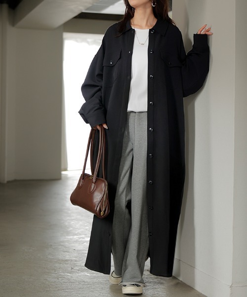 セール】本格派。イージーケア ロングシャツワンピース（シャツ