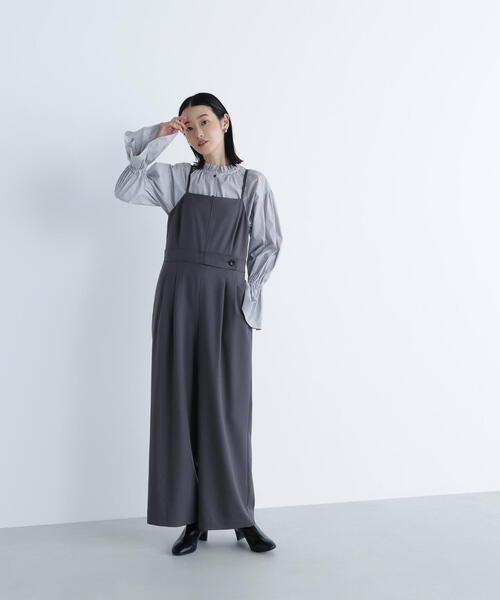 NATURAL BEAUTY BASIC（ナチュラルビューティーベーシック）の「◇サイドボタンキャミオールインワン（つなぎ/オールインワン・レディース・ダークブラウン/チャコールグレー・MEDIUM/P/S）」の3枚目の写真