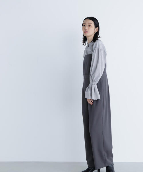 NATURAL BEAUTY BASIC（ナチュラルビューティーベーシック）の「◇サイドボタンキャミオールインワン（つなぎ/オールインワン・レディース・ダークブラウン/チャコールグレー・MEDIUM/P/S）」の6枚目の写真