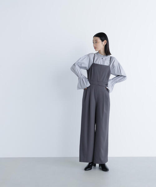 NATURAL BEAUTY BASIC（ナチュラルビューティーベーシック）の「◇サイドボタンキャミオールインワン（つなぎ/オールインワン・レディース・ダークブラウン/チャコールグレー・MEDIUM/P/S）」の7枚目の写真