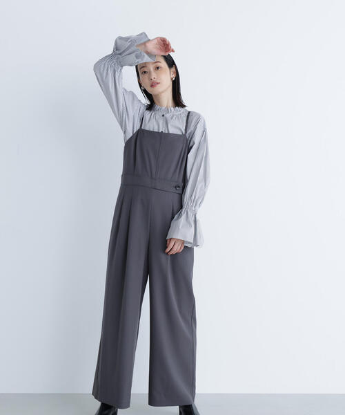 NATURAL BEAUTY BASIC（ナチュラルビューティーベーシック）の「◇サイドボタンキャミオールインワン（つなぎ/オールインワン・レディース・ダークブラウン/チャコールグレー・MEDIUM/P/S）」の9枚目の写真