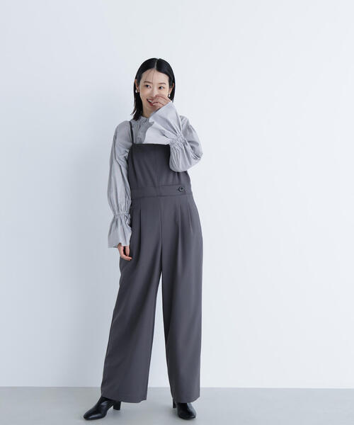 NATURAL BEAUTY BASIC（ナチュラルビューティーベーシック）の「◇サイドボタンキャミオールインワン（つなぎ/オールインワン・レディース・ダークブラウン/チャコールグレー・MEDIUM/P/S）」の10枚目の写真