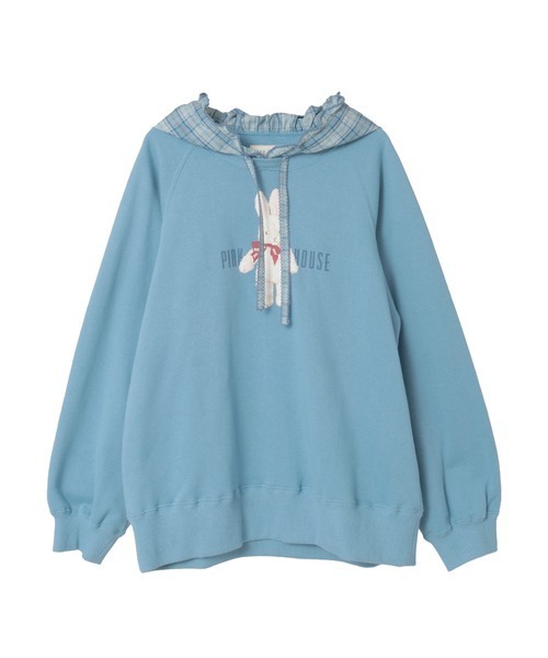 セール】バラ園うさぎプリントフード付きトレーナー（スウェット