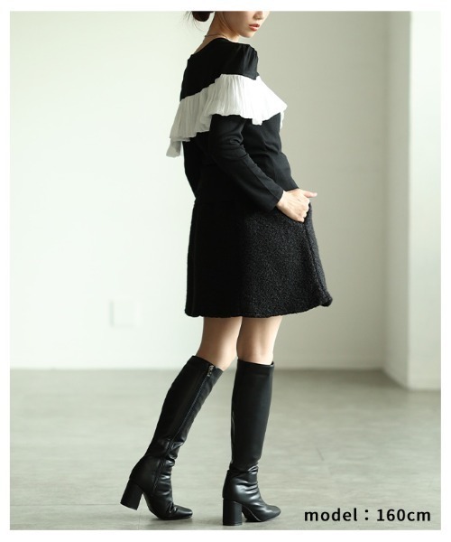 Sawa a la mode(サワアラモード)の「シフォンフリルカットソートップス(Tシャツ/カットソー・レディース・ブラック/ブラック×ホワイト・FREE)」の11枚目の写真