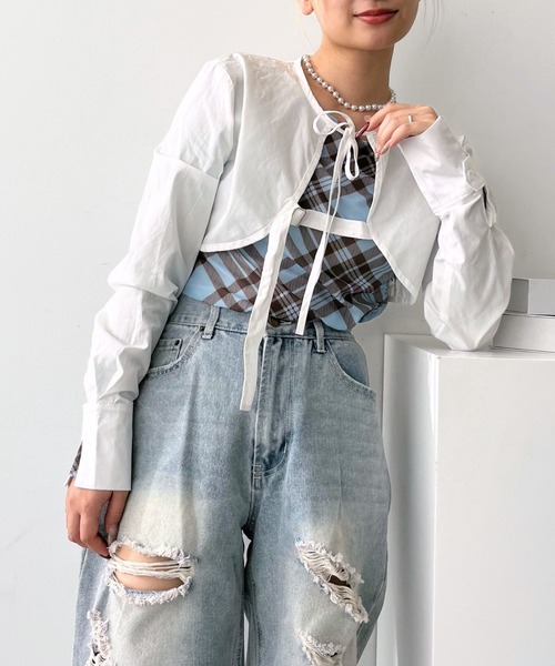 mul.(ムル)の「CS ギャザーチェックトップス(Tシャツ/カットソー・レディース・ブルー・FREE)」の19枚目の写真