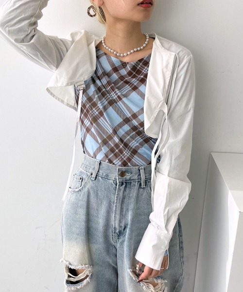 mul.(ムル)の「CS ギャザーチェックトップス(Tシャツ/カットソー・レディース・ブルー・FREE)」の21枚目の写真