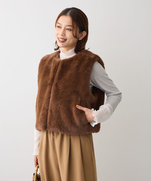 セール】・ELENCARE DUE フォックス調ファーベスト（ベスト