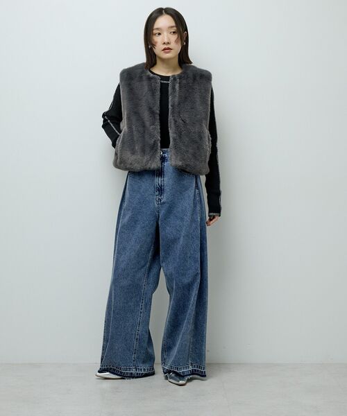 ELENCARE DUE（エレンカーレデュエ）の「・ELENCARE DUE フォックス調ファーベスト（ベスト・レディース・ブラウン/アイボリー/チャコールグレー・FREE）」の5枚目の写真