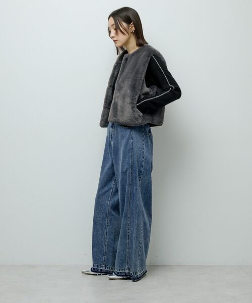 ELENCARE DUE（エレンカーレデュエ）の「・ELENCARE DUE フォックス調ファーベスト（ベスト・レディース・ブラウン/アイボリー/チャコールグレー・FREE）」の6枚目の写真