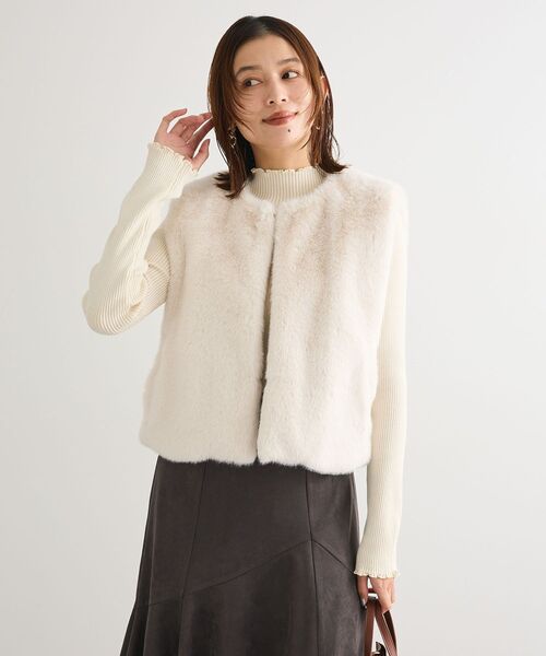 ELENCARE DUE（エレンカーレデュエ）の「・ELENCARE DUE フォックス調ファーベスト（ベスト・レディース・ブラウン/アイボリー/チャコールグレー・FREE）」の14枚目の写真