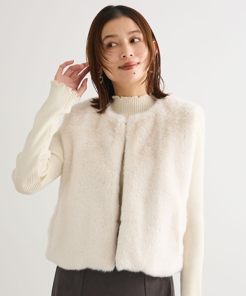 ELENCARE DUE（エレンカーレデュエ）の「・ELENCARE DUE フォックス調ファーベスト（ベスト・レディース・ブラウン/アイボリー/チャコールグレー・FREE）」の2枚目の写真