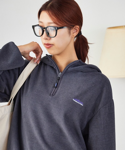 THOUSAND MILE（サウザンドマイル）の「THOUSAND MILE/サウザンドマイル KNIT FREECE HALF ZIP PARKER フード付きハーフジップパーカー（パーカー・メンズ・サンドベージュ/チャコール/ブラック・L/XS/XL/M）」の17枚目の写真