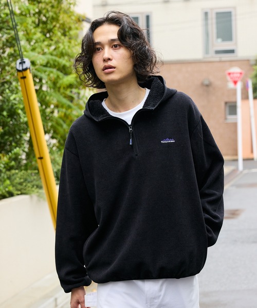 THOUSAND MILE（サウザンドマイル）の「THOUSAND MILE/サウザンドマイル KNIT FREECE HALF ZIP PARKER フード付きハーフジップパーカー（パーカー・メンズ・サンドベージュ/チャコール/ブラック・L/XS/XL/M）」の8枚目の写真