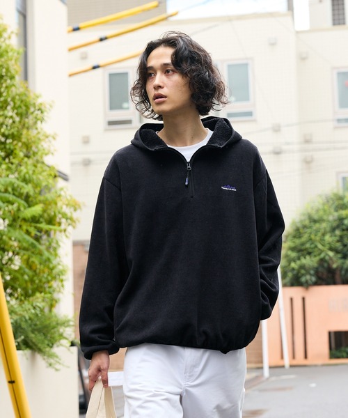 THOUSAND MILE（サウザンドマイル）の「THOUSAND MILE/サウザンドマイル KNIT FREECE HALF ZIP PARKER フード付きハーフジップパーカー（パーカー・メンズ・サンドベージュ/チャコール/ブラック・L/XS/XL/M）」の9枚目の写真