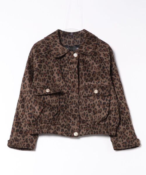 セール】【2WAY】ファー襟取り外しレオパード柄ジャケット/ふわふわ