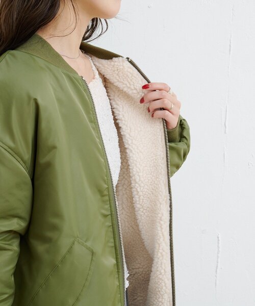 Kastane(カスタネ)の「【一部店舗限定/ユニセックス/M.Lサイズ展開】BM リバーシブルMA-1(MA-1・レディース・グレー/カーキ/ブラック・LARGE/MEDIUM)」の15枚目の写真