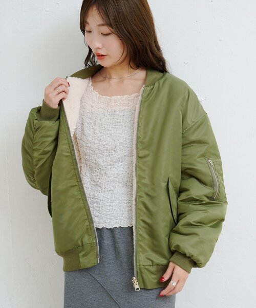 Kastane(カスタネ)の「【一部店舗限定/ユニセックス/M.Lサイズ展開】BM リバーシブルMA-1(MA-1・レディース・グレー/カーキ/ブラック・LARGE/MEDIUM)」の16枚目の写真