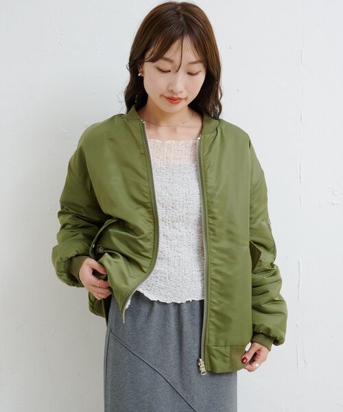 Kastane(カスタネ)の「【一部店舗限定/ユニセックス/M.Lサイズ展開】BM リバーシブルMA-1(MA-1・レディース・グレー/カーキ/ブラック・LARGE/MEDIUM)」の17枚目の写真