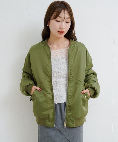 Kastane(カスタネ)の「【一部店舗限定/ユニセックス/M.Lサイズ展開】BM リバーシブルMA-1(MA-1・レディース・グレー/カーキ/ブラック・LARGE/MEDIUM)」の18枚目の写真