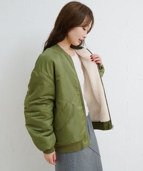 Kastane(カスタネ)の「【一部店舗限定/ユニセックス/M.Lサイズ展開】BM リバーシブルMA-1(MA-1・レディース・グレー/カーキ/ブラック・LARGE/MEDIUM)」の19枚目の写真