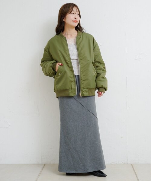 Kastane(カスタネ)の「【一部店舗限定/ユニセックス/M.Lサイズ展開】BM リバーシブルMA-1(MA-1・レディース・グレー/カーキ/ブラック・LARGE/MEDIUM)」の22枚目の写真