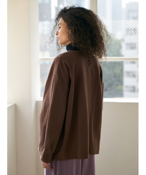Brown&Street（ブラウンアンドストリート）の「Ｖネックカットソージャケット（ノーカラージャケット・レディース・ブラウン/ブラック・FREE）」の8枚目の写真