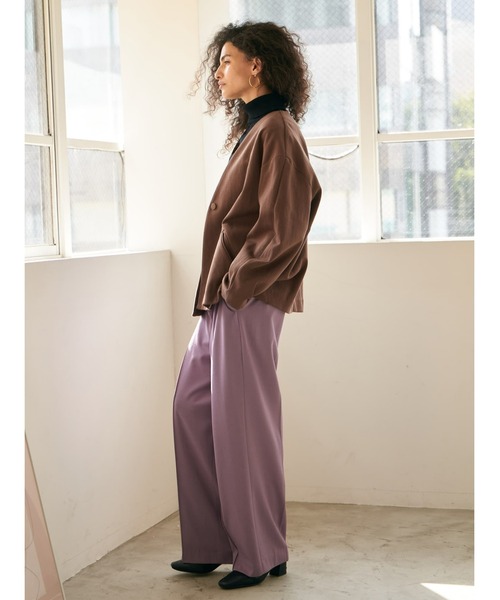 Brown&Street（ブラウンアンドストリート）の「Ｖネックカットソージャケット（ノーカラージャケット・レディース・ブラウン/ブラック・FREE）」の12枚目の写真