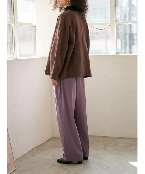 Brown&Street（ブラウンアンドストリート）の「Ｖネックカットソージャケット（ノーカラージャケット・レディース・ブラウン/ブラック・FREE）」の13枚目の写真