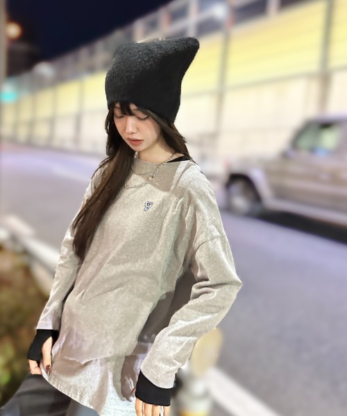 ANGEL BLUE（エンジェルブルー）の「【エンジェルブルー×DIP IN CHOCOLATE】フロント刺繍＆バックプリントTシャツ（Tシャツ/カットソー・レディース・ブラック/オフホワイト/ライトグレー・F）」の5枚目の写真