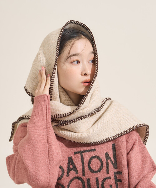 FREAK'S STORE(フリークスストア)の「FREAK'S STOR/フリークスストア 配色 ブランケットステッチマフラー(マフラー・レディース・グレー/オフホワイト・ONE SIZE)」の8枚目の写真