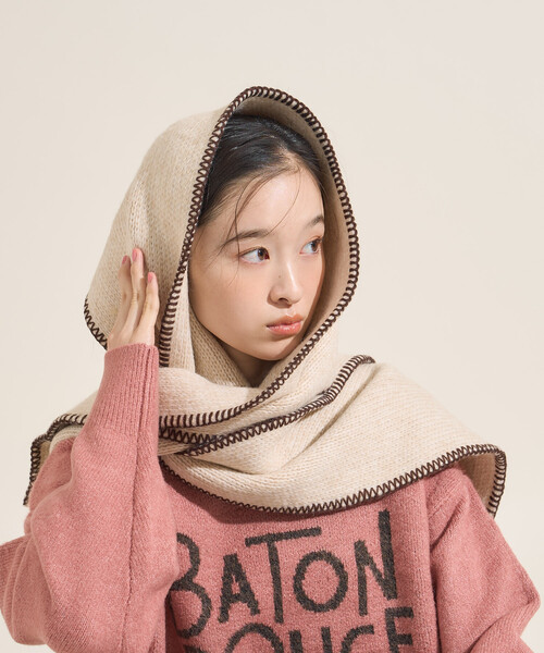 FREAK'S STORE(フリークスストア)の「FREAK'S STOR/フリークスストア 配色 ブランケットステッチマフラー(マフラー・レディース・グレー/オフホワイト・ONE SIZE)」の11枚目の写真