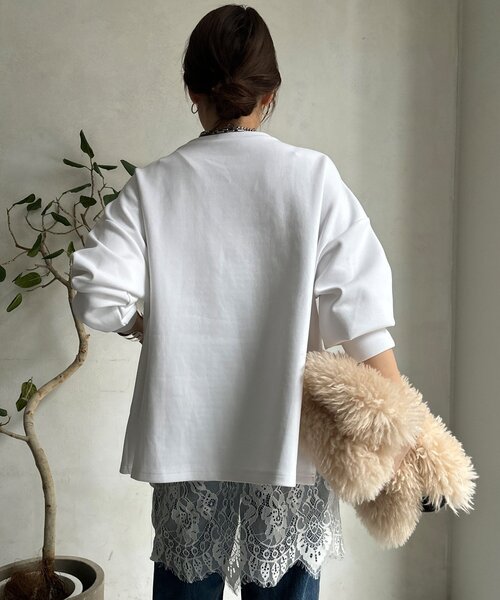 DouDou(ドゥドゥ)の「【WEB限定】ペイント柄トップス(Tシャツ/カットソー・レディース・ホワイト/ブラック/グレー・FREE)」の12枚目の写真