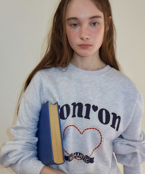 RONRON(ロンロン)の「レースハートグラフィックスウェットシャツ ホワイトメランジ(スウェット・レディース・その他・FREE)」の1枚目の写真