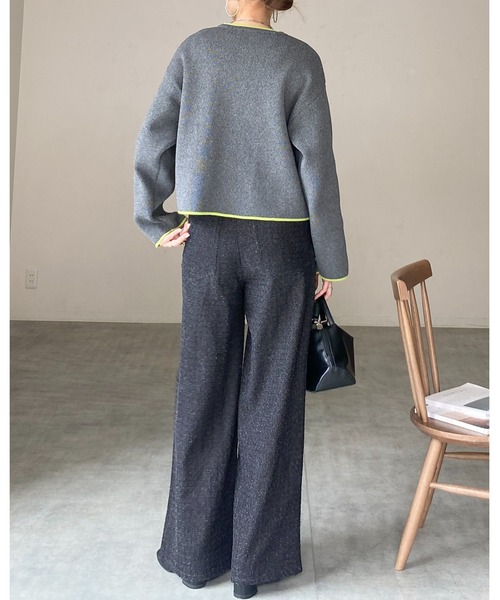 She's Closet(シーズクローゼット)の「ショート丈長袖配色バイカラーニットカーディガン(カーディガン/ボレロ・レディース・ブラウン/アイボリー/ブラック/チャコールグレー・FREE)」の11枚目の写真