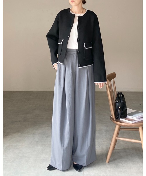 She's Closet(シーズクローゼット)の「ショート丈長袖配色バイカラーニットカーディガン(カーディガン/ボレロ・レディース・ブラウン/アイボリー/ブラック/チャコールグレー・FREE)」の12枚目の写真
