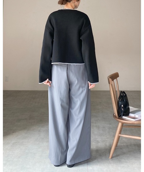 She's Closet(シーズクローゼット)の「ショート丈長袖配色バイカラーニットカーディガン(カーディガン/ボレロ・レディース・ブラウン/アイボリー/ブラック/チャコールグレー・FREE)」の14枚目の写真