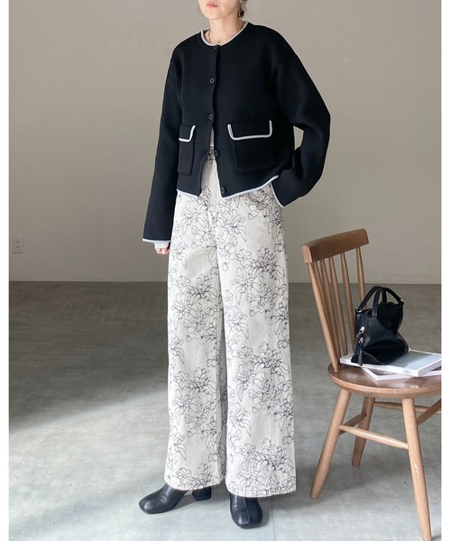 She's Closet(シーズクローゼット)の「ショート丈長袖配色バイカラーニットカーディガン(カーディガン/ボレロ・レディース・ブラウン/アイボリー/ブラック/チャコールグレー・FREE)」の15枚目の写真