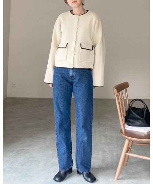 She's Closet(シーズクローゼット)の「ショート丈長袖配色バイカラーニットカーディガン(カーディガン/ボレロ・レディース・ブラウン/アイボリー/ブラック/チャコールグレー・FREE)」の16枚目の写真