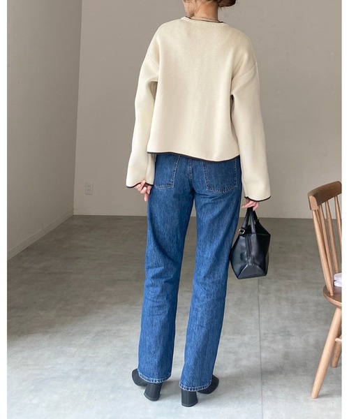 She's Closet(シーズクローゼット)の「ショート丈長袖配色バイカラーニットカーディガン(カーディガン/ボレロ・レディース・ブラウン/アイボリー/ブラック/チャコールグレー・FREE)」の20枚目の写真