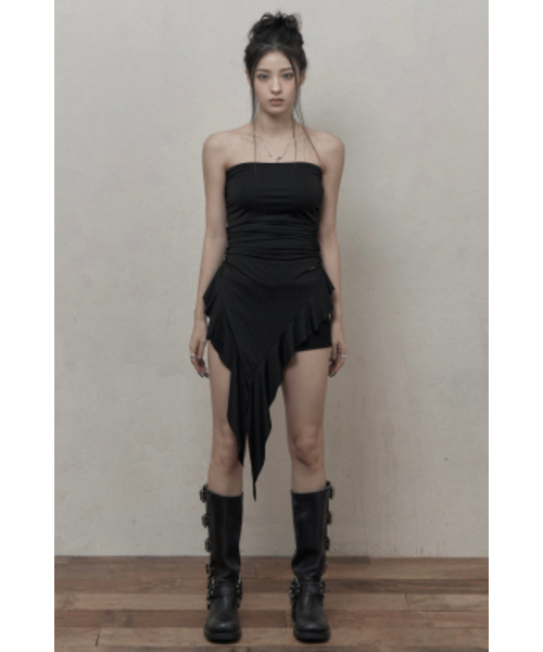 KHAKIPOINT(カーキポイント)の「Ruffled Layered Top (black)(Tシャツ/カットソー・レディース・その他・FREE)」の1枚目の写真