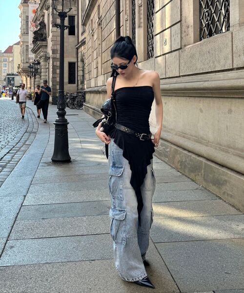 KHAKIPOINT(カーキポイント)の「Ruffled Layered Top (black)(Tシャツ/カットソー・レディース・その他・FREE)」の6枚目の写真