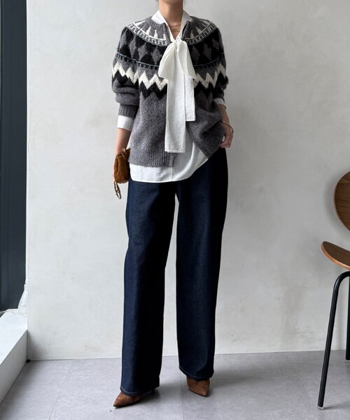 DouDou（ドゥドゥ）の「棒タイ2WAYブラウス（シャツ/ブラウス・レディース・オフホワイト/ブラック/カーキ・FREE）」の4枚目の写真