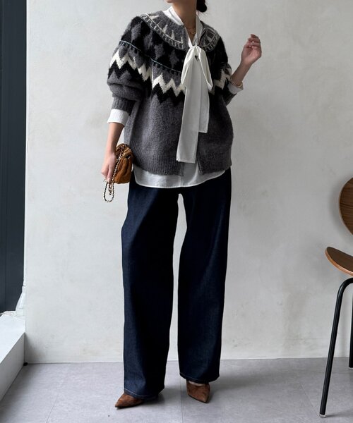 DouDou（ドゥドゥ）の「棒タイ2WAYブラウス（シャツ/ブラウス・レディース・オフホワイト/ブラック/カーキ・FREE）」の5枚目の写真