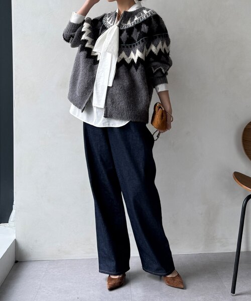 DouDou（ドゥドゥ）の「棒タイ2WAYブラウス（シャツ/ブラウス・レディース・オフホワイト/ブラック/カーキ・FREE）」の6枚目の写真