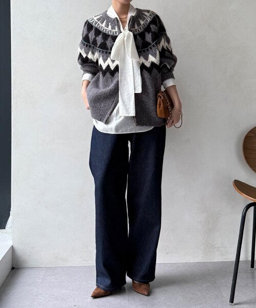 DouDou（ドゥドゥ）の「棒タイ2WAYブラウス（シャツ/ブラウス・レディース・オフホワイト/ブラック/カーキ・FREE）」の7枚目の写真