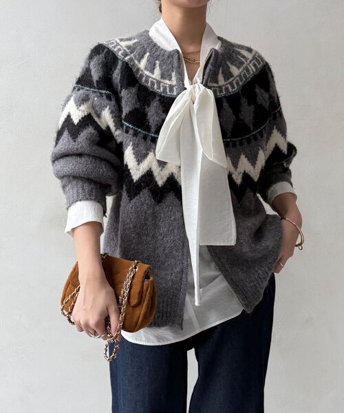 DouDou（ドゥドゥ）の「棒タイ2WAYブラウス（シャツ/ブラウス・レディース・オフホワイト/ブラック/カーキ・FREE）」の9枚目の写真