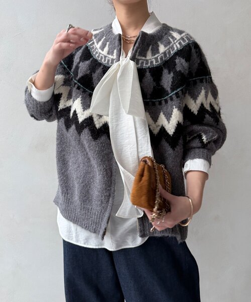 DouDou（ドゥドゥ）の「棒タイ2WAYブラウス（シャツ/ブラウス・レディース・オフホワイト/ブラック/カーキ・FREE）」の10枚目の写真